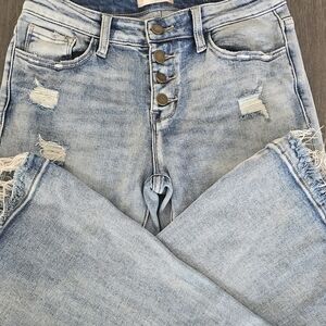 Altar'd State Light Blue Distressed Flare Jeans